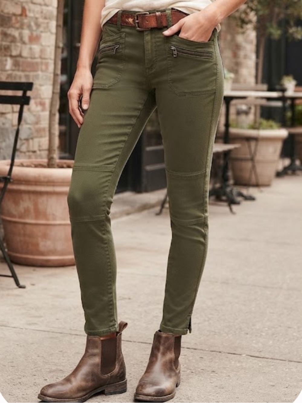 WILLIAM RAST Skinny Cargo Pants Olive Green Moto Size 28